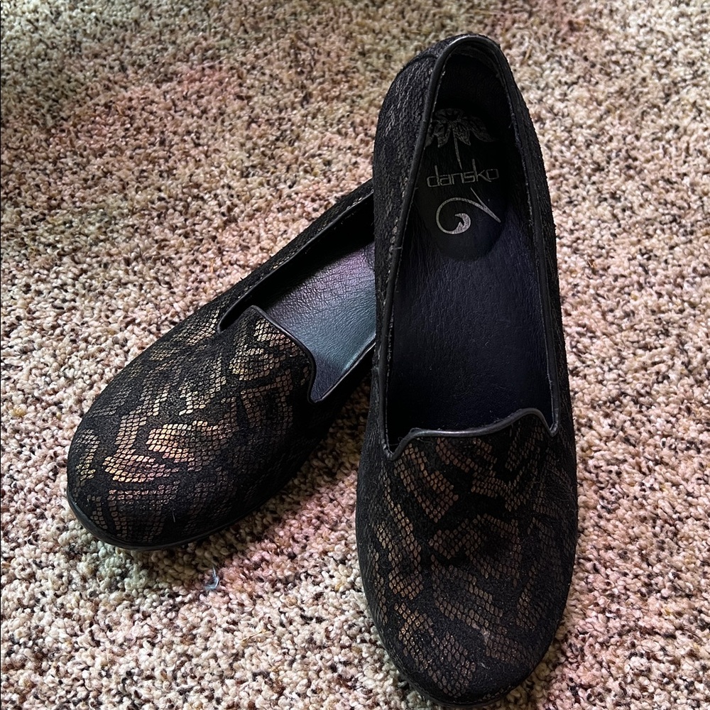 Dansko Shoe Olivia Snake Print Leather Loafers